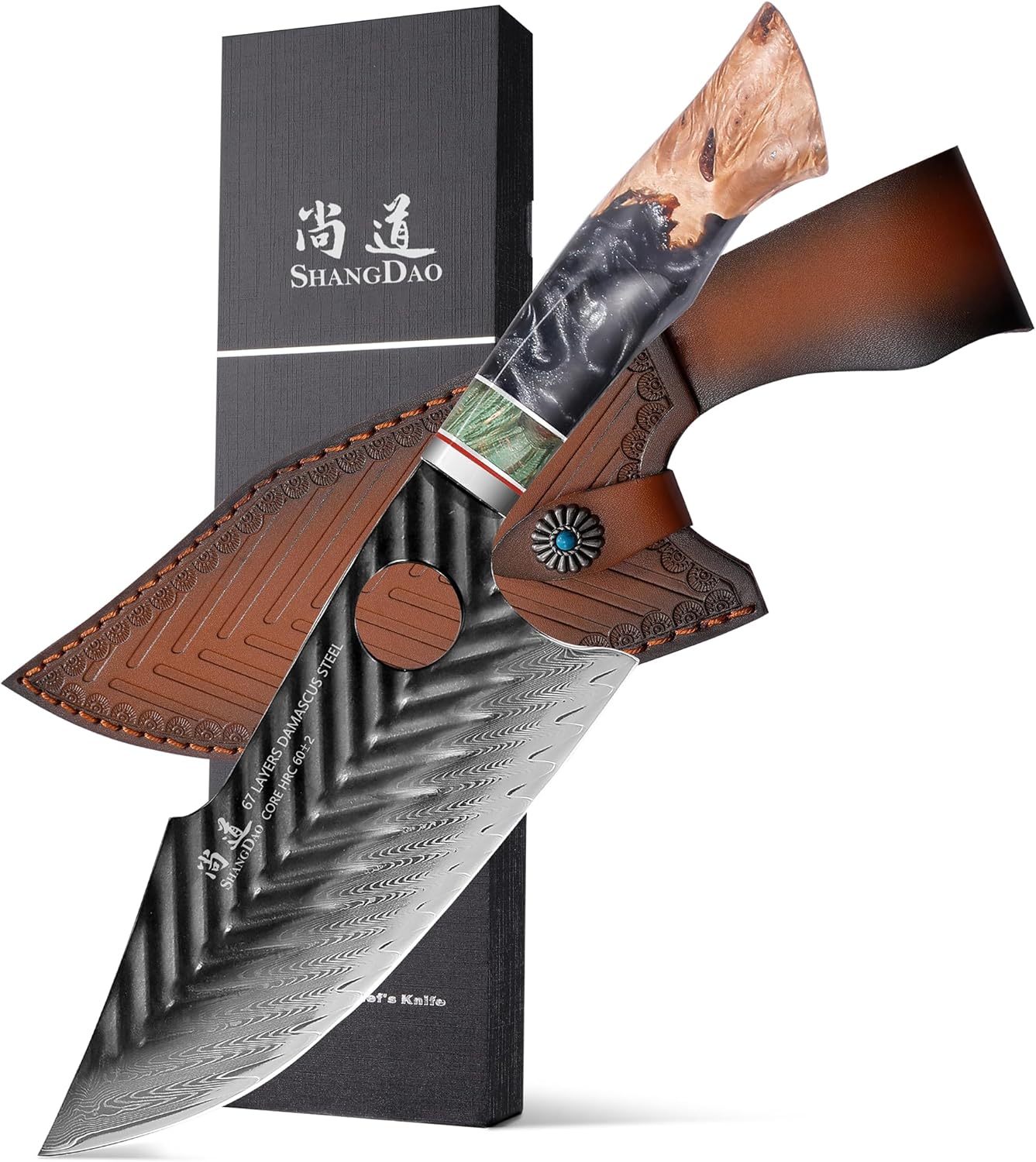 Shangdao Coltello da Macellaio Damasco 17,5 cm