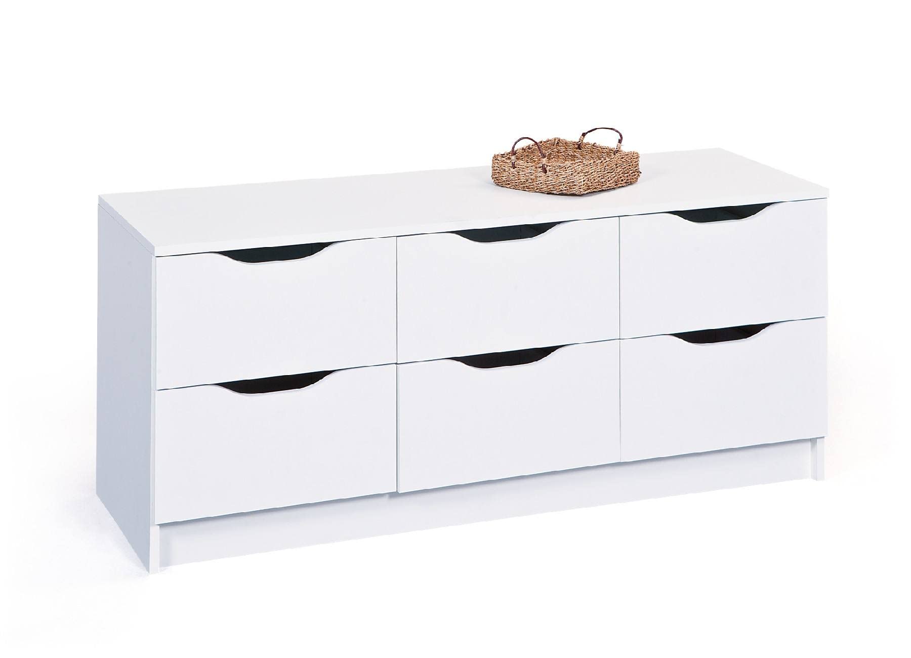 Dmora Cassettiera a sei cassetti, colore bianco, cm 50 x 40 x 120