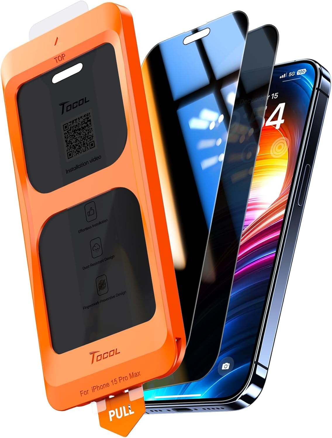 Tocol 2 Pezzi Privacy Pellicola Protettiva iPhone 15 6,1"