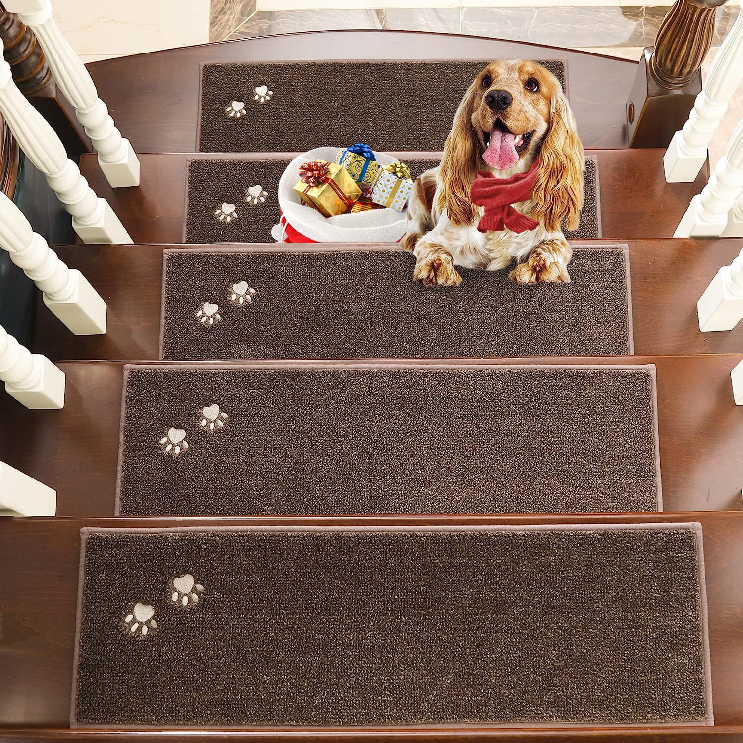 Beqhause Tappetini per Gradini Interni 15 Pezzi, Marrone