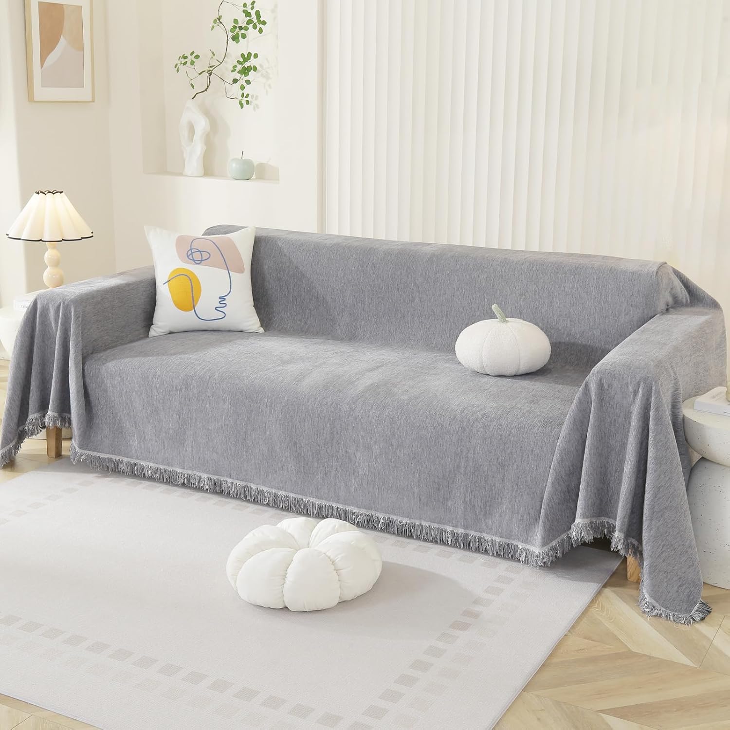 Royhom Telo Copridivano 3 Posti 180x340 cm, Grigio Scuro