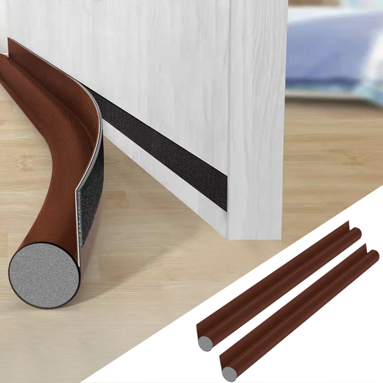 Aiqinu Paraspifferi Sottoporta 2 PCS 96x8cm, Marrone