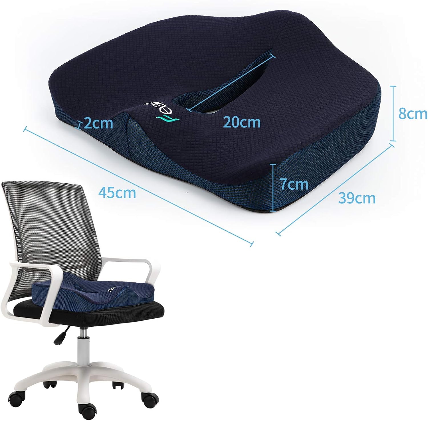 Feagar Cuscino Ortopedico in Memory Foam, Blu - immagine 2