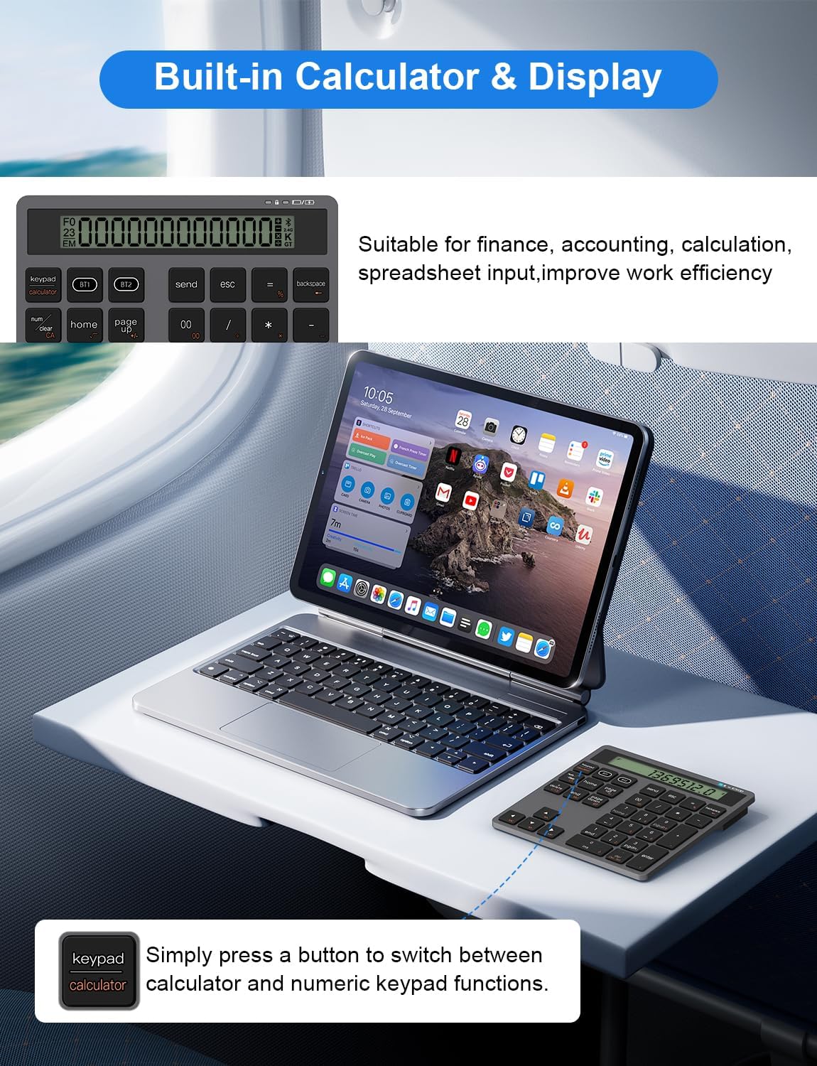 Tastierino Numerico Wireless Bluetooth con Calcolatrice - immagine 4