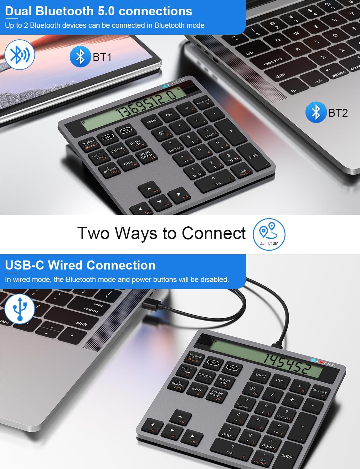 Tastierino Numerico Wireless Bluetooth con Calcolatrice - immagine 6