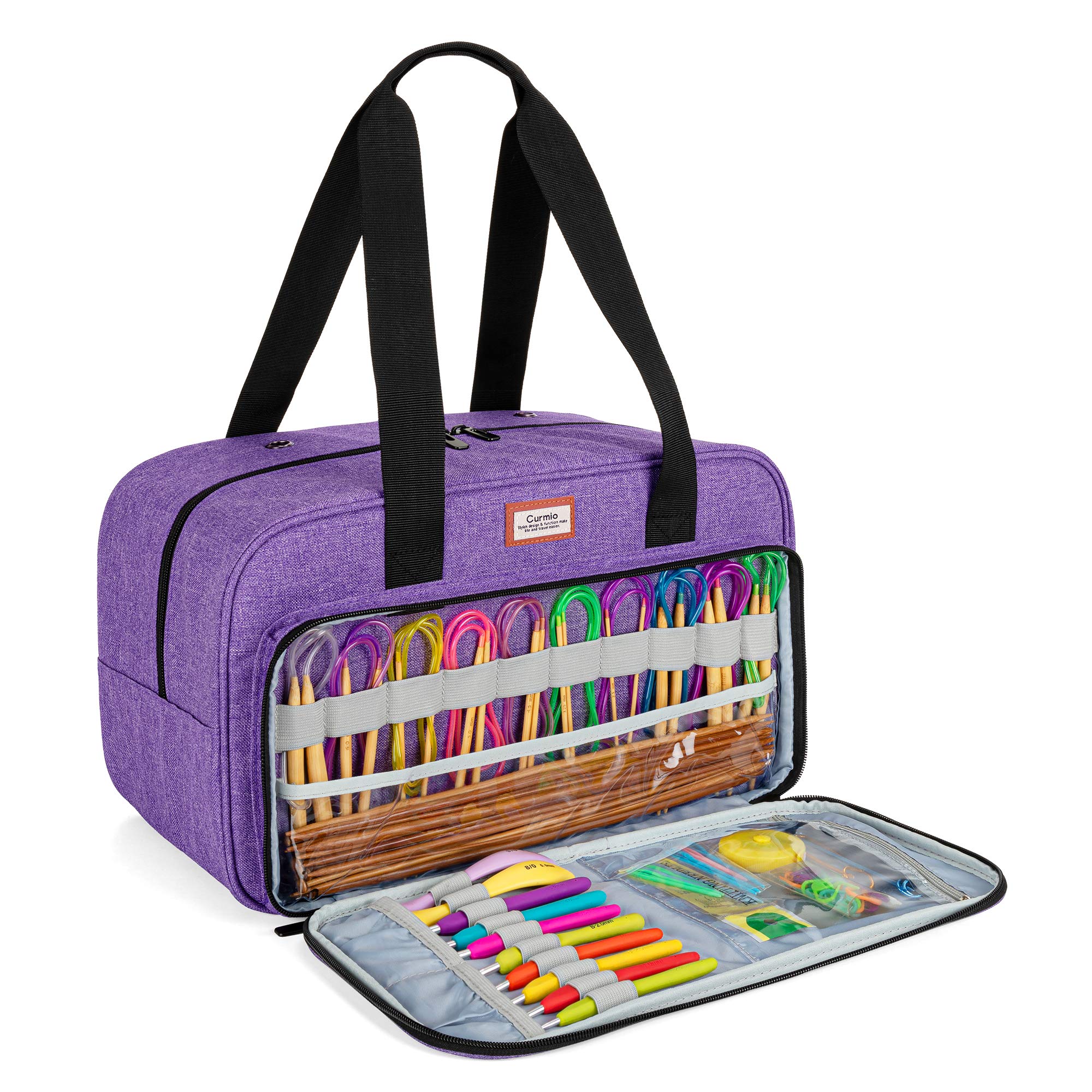 CURMIO Borsa Porta Filati e Uncinetto, Viola