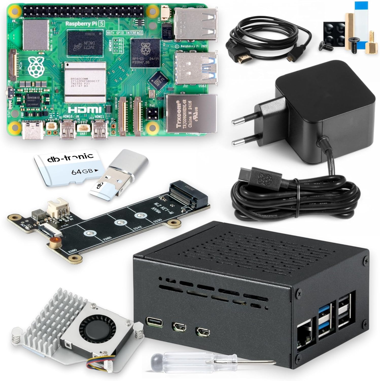 Raspberry Pi 5 8GB PCIe M.2 NVMe - Set - immagine 1