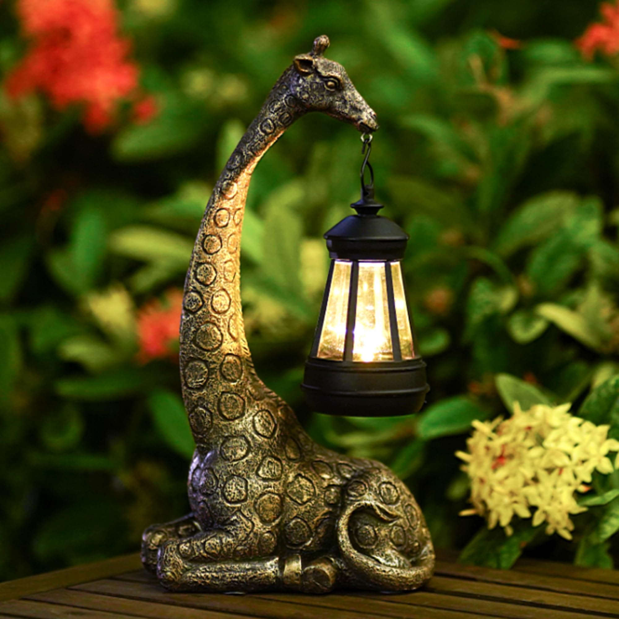 Goodeco Giraffa con Lanterne Solari - Statuetta 28cm