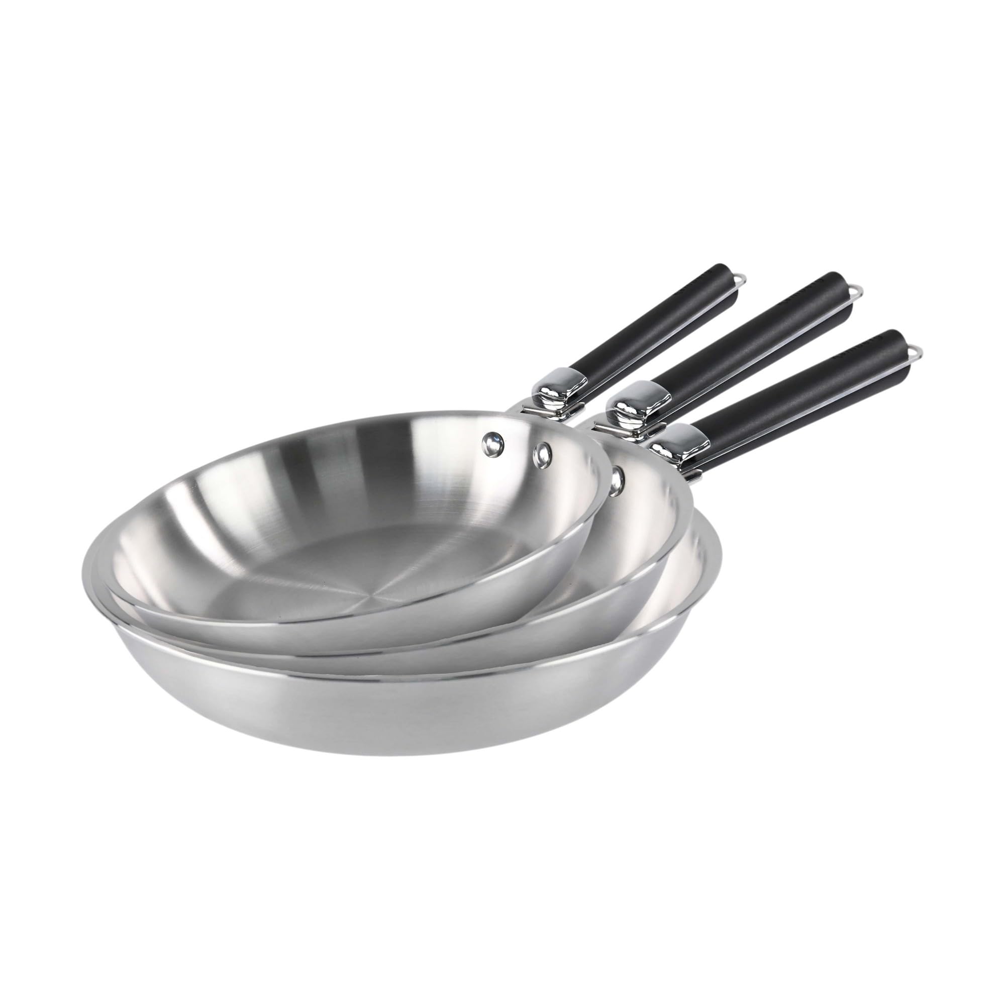 Kamberg - Set 3 Padelle 20/24/28 cm Acciaio Inox 18/10