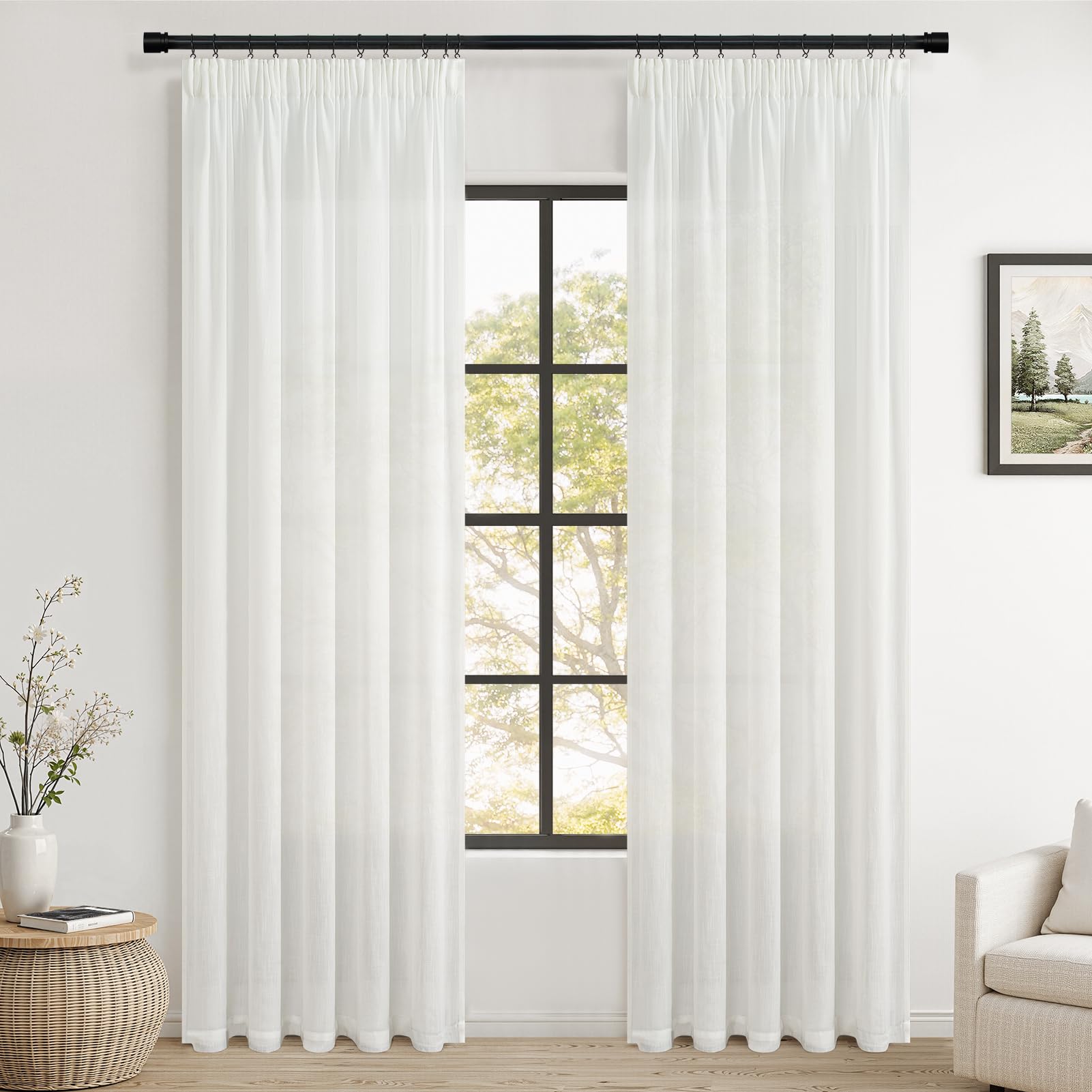 Topfinel 2 Pezzi Tende Lino Bianco 140x260 cm