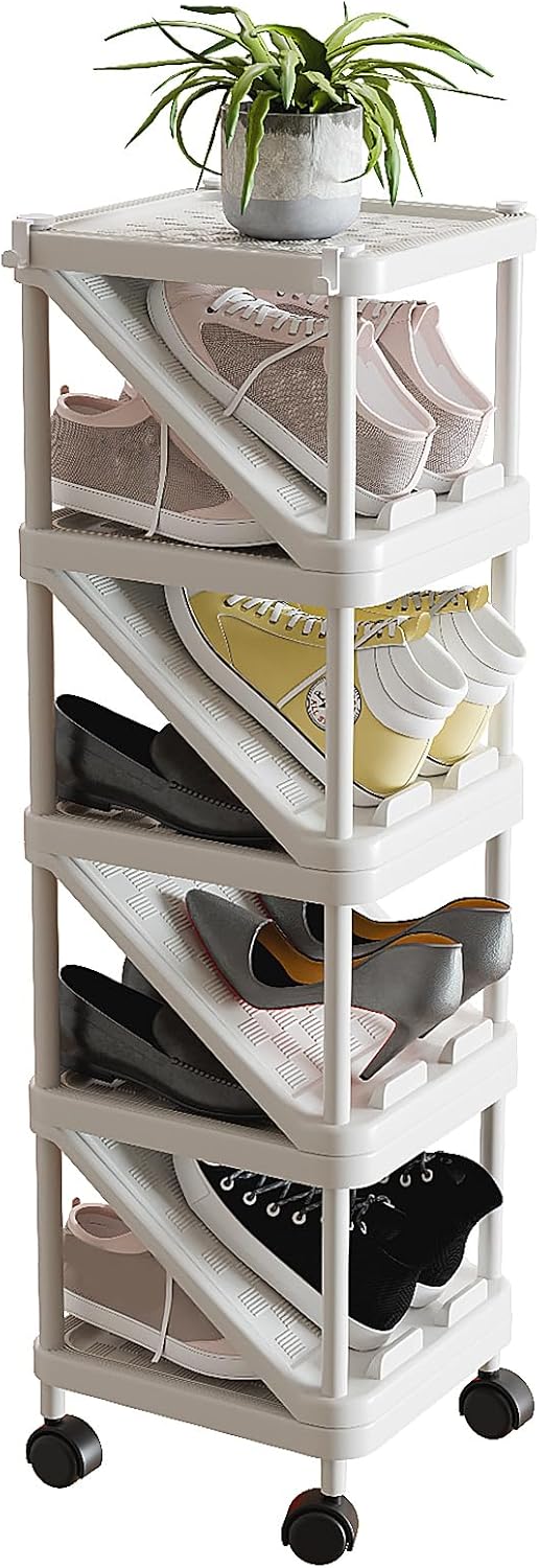 Scarpiera Salvaspazio Verticale 9 Ripiani, Bianca - immagine 1