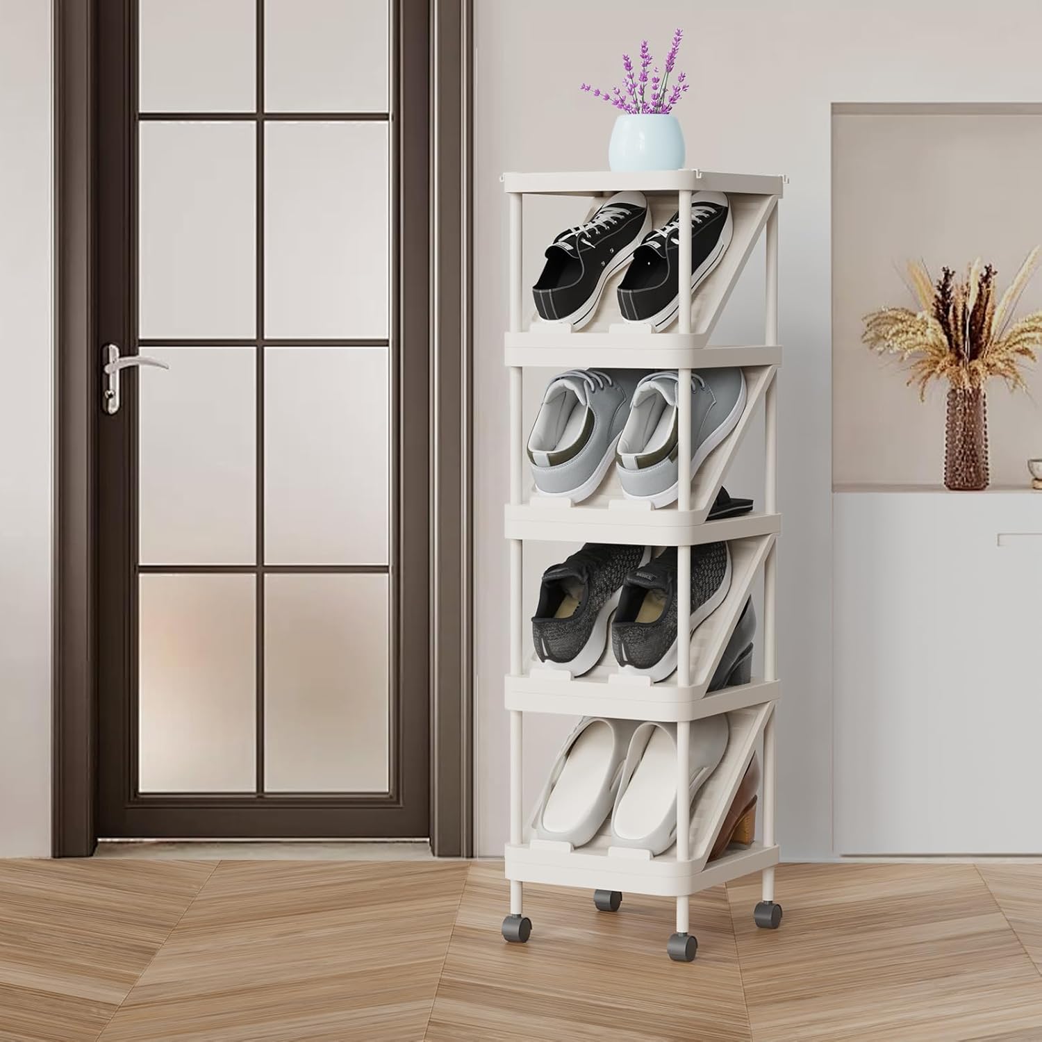 Scarpiera Salvaspazio Verticale 9 Ripiani, Bianca - immagine 2