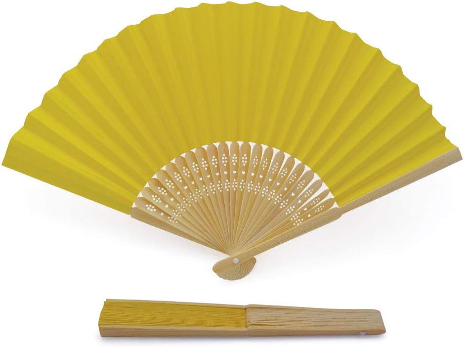 Olilly 50 Ventagli di Carta e Bambù, Giallo - immagine 2