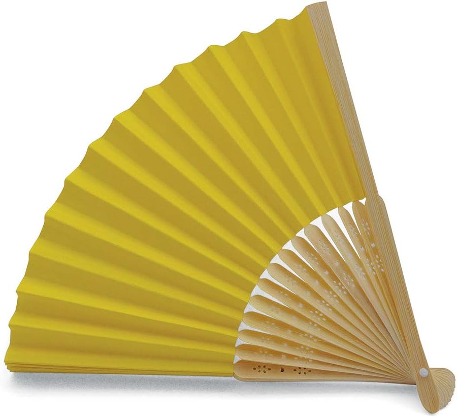 Olilly 50 Ventagli di Carta e Bambù, Giallo - immagine 3