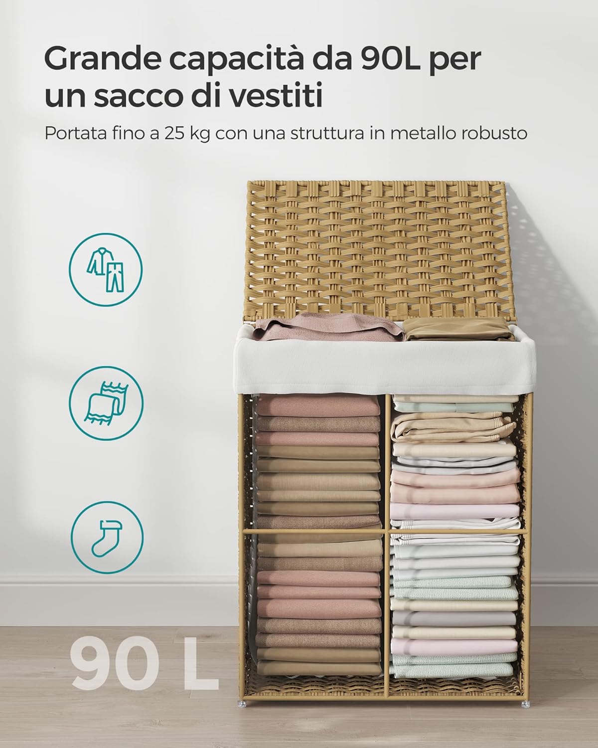 Songmics Cestino Portaoggetti 90L con Coperchio - immagine 5