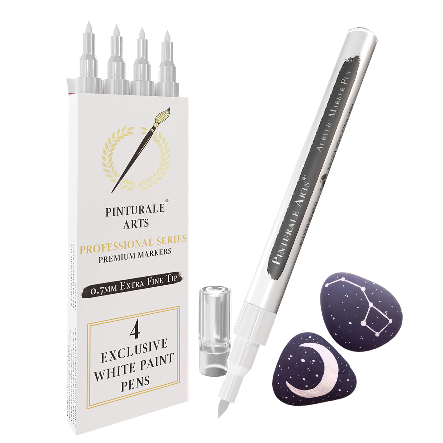 Pinturale Arts Pennarello Acrilico Bianco - Set 4 Pezzi