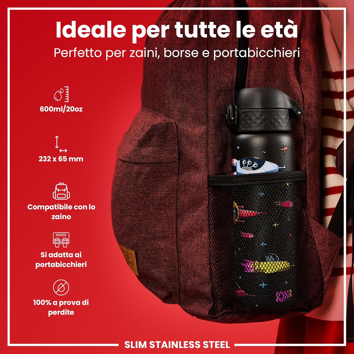 Ion8 Borraccia Inox Leggero 600ml, Astronavi - immagine 2