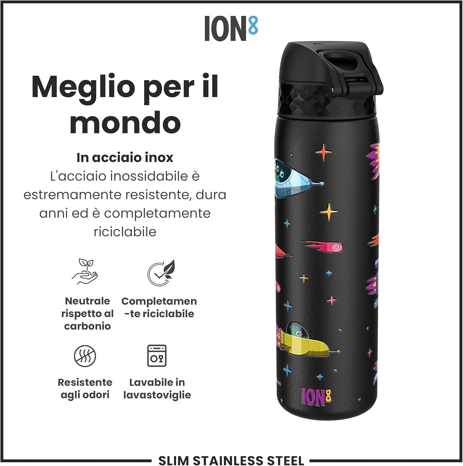 Ion8 Borraccia Inox Leggero 600ml, Astronavi - immagine 5