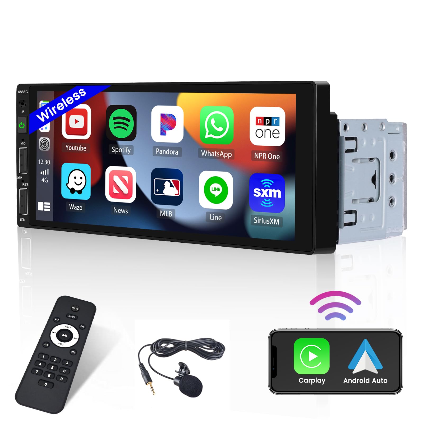 Hikity Autoradio 1 Din con CarPlay Wireless & Android Auto
