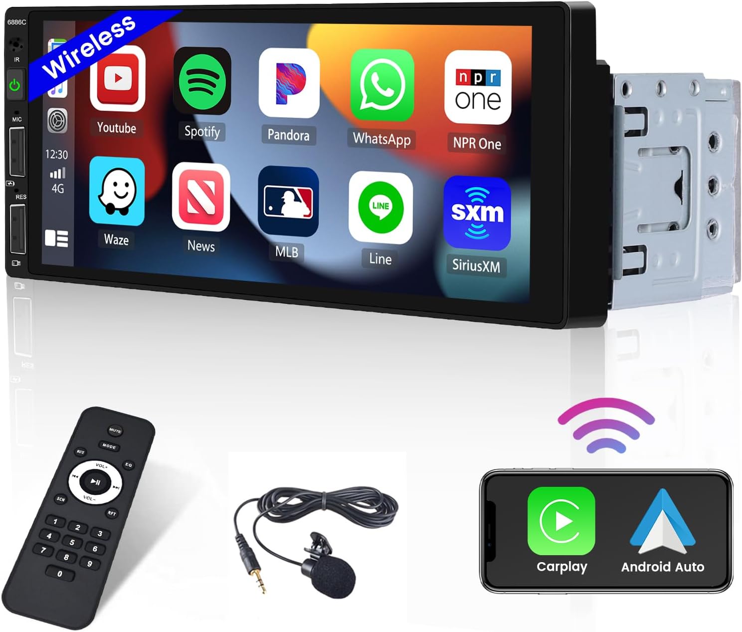 Hikity Autoradio 1 Din con CarPlay Wireless & Android Auto - immagine 1