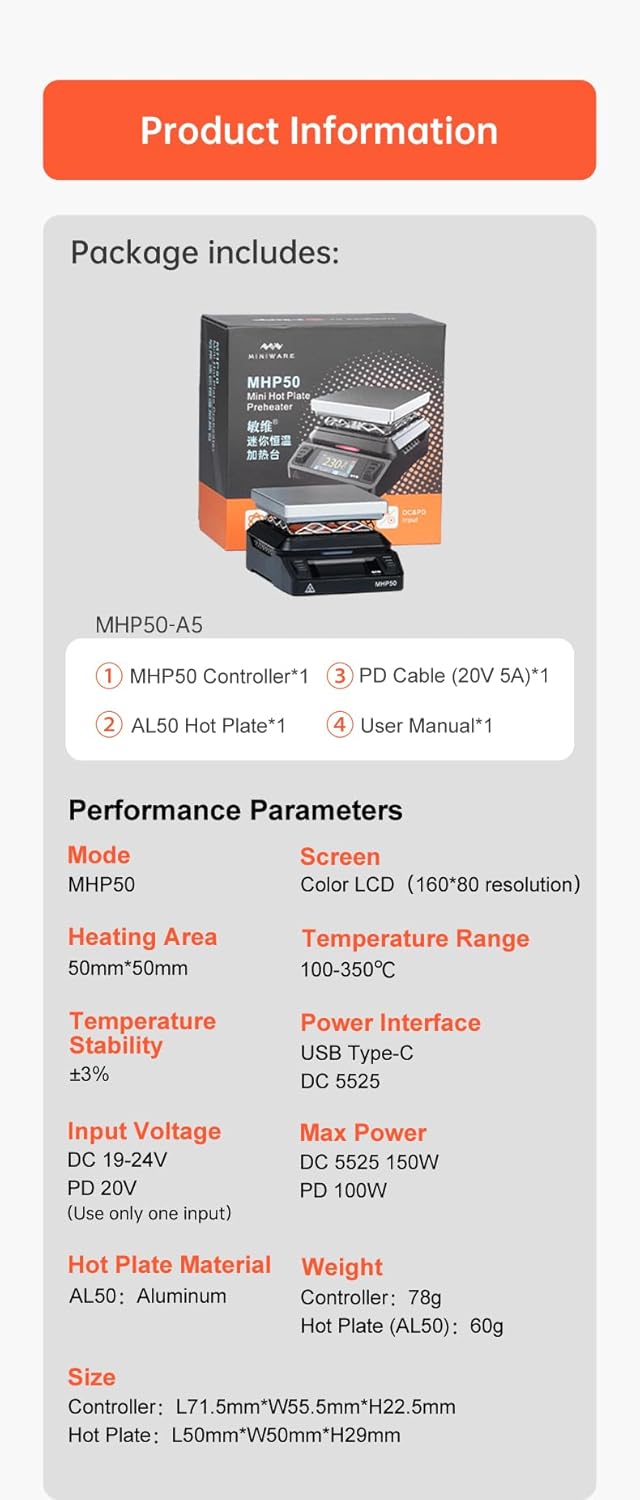 Miniware MHP50 - Preheater Piastra Calda 150W - immagine 10