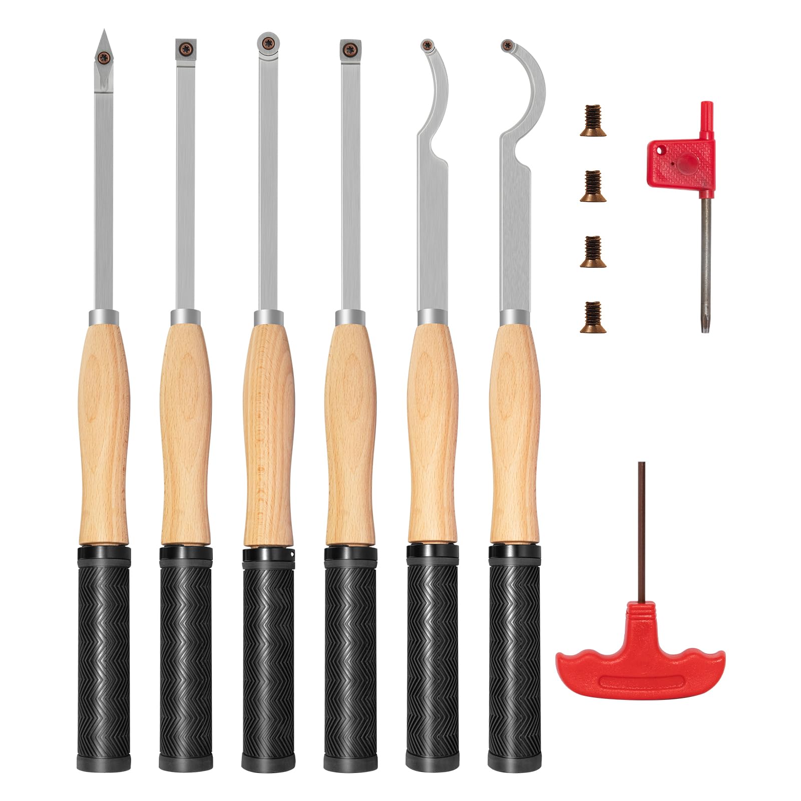 DEEFIINE Kit Utensili Tornitura Legno 46,5 cm Punta Carburo