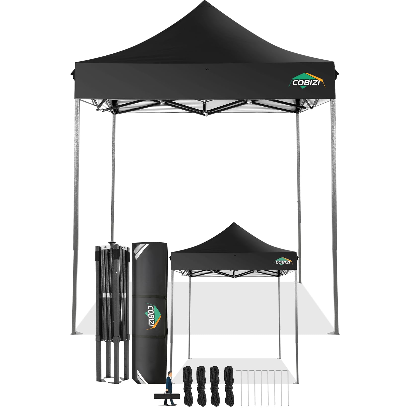 Cobizi Gazebo 2x2 Pieghevole Impermeabile, Nero