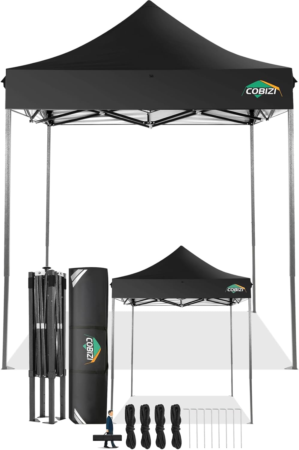 Cobizi Gazebo 2x2 Pieghevole Impermeabile, Nero - immagine 1