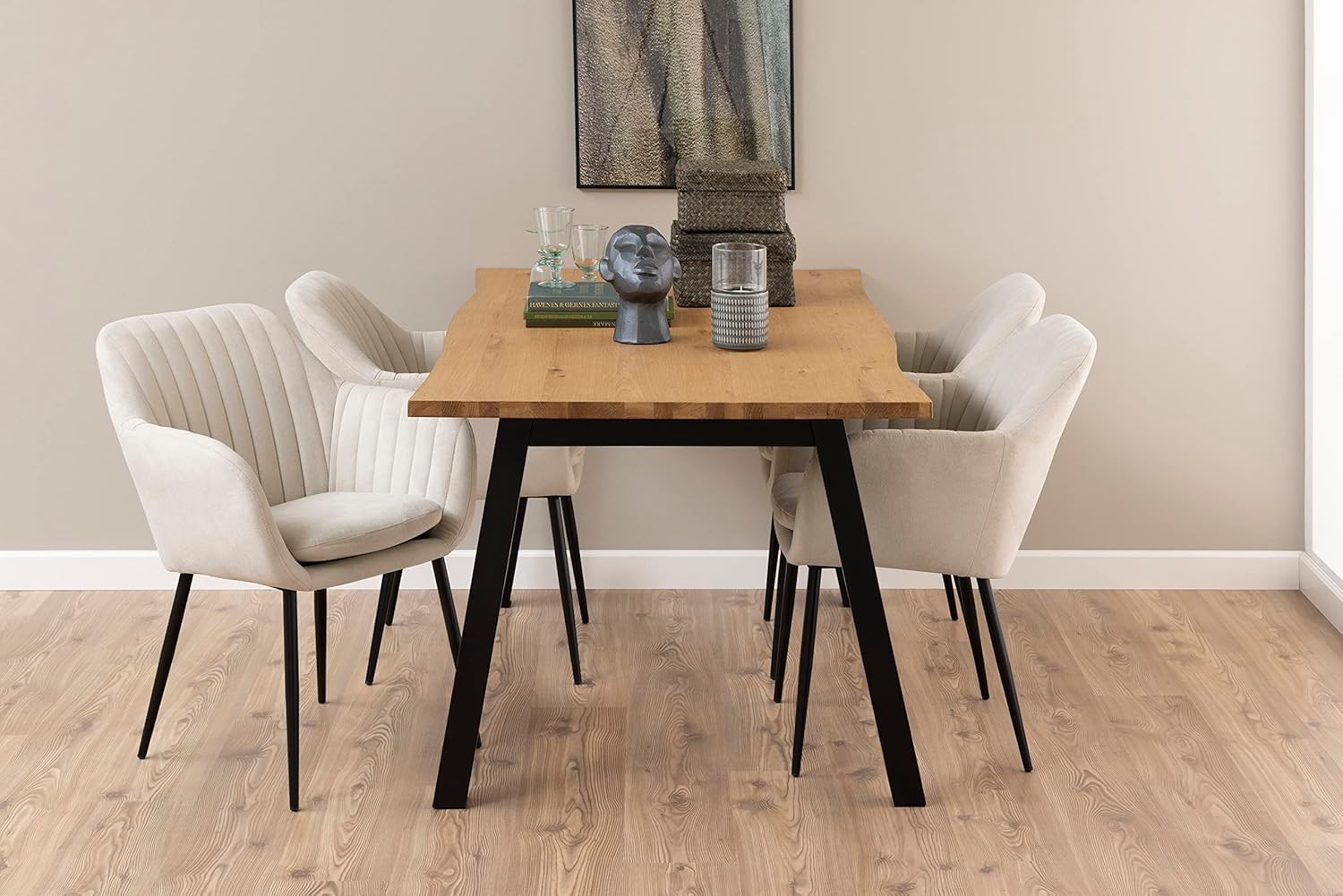 Ac Design Furniture Wendy - Sedia da Pranzo con Braccioli, Beige - immagine 2