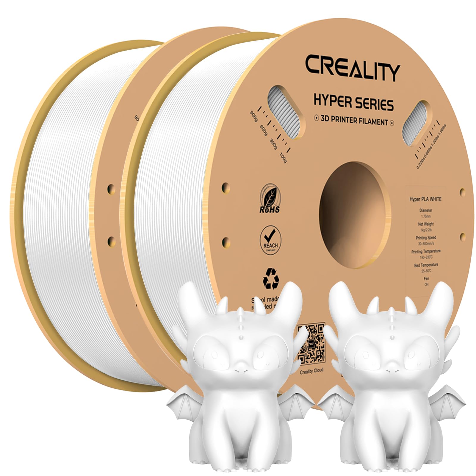 Creality Hyper PLA Filament 1.75mm 2KG, Bianco