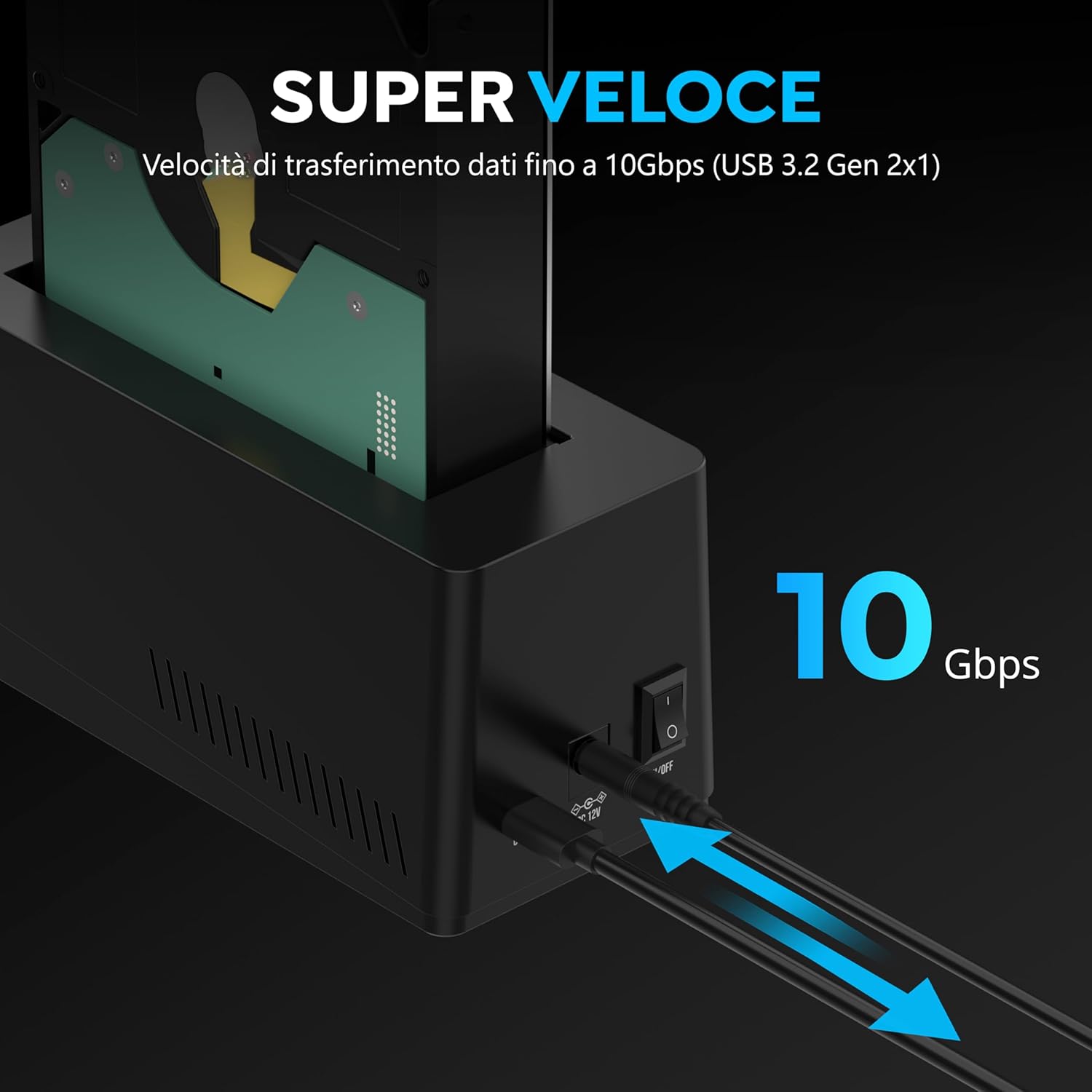 Sabrent Docking Station USB-C per SSD/HDD SATA 2.5"/3.5" - immagine 5