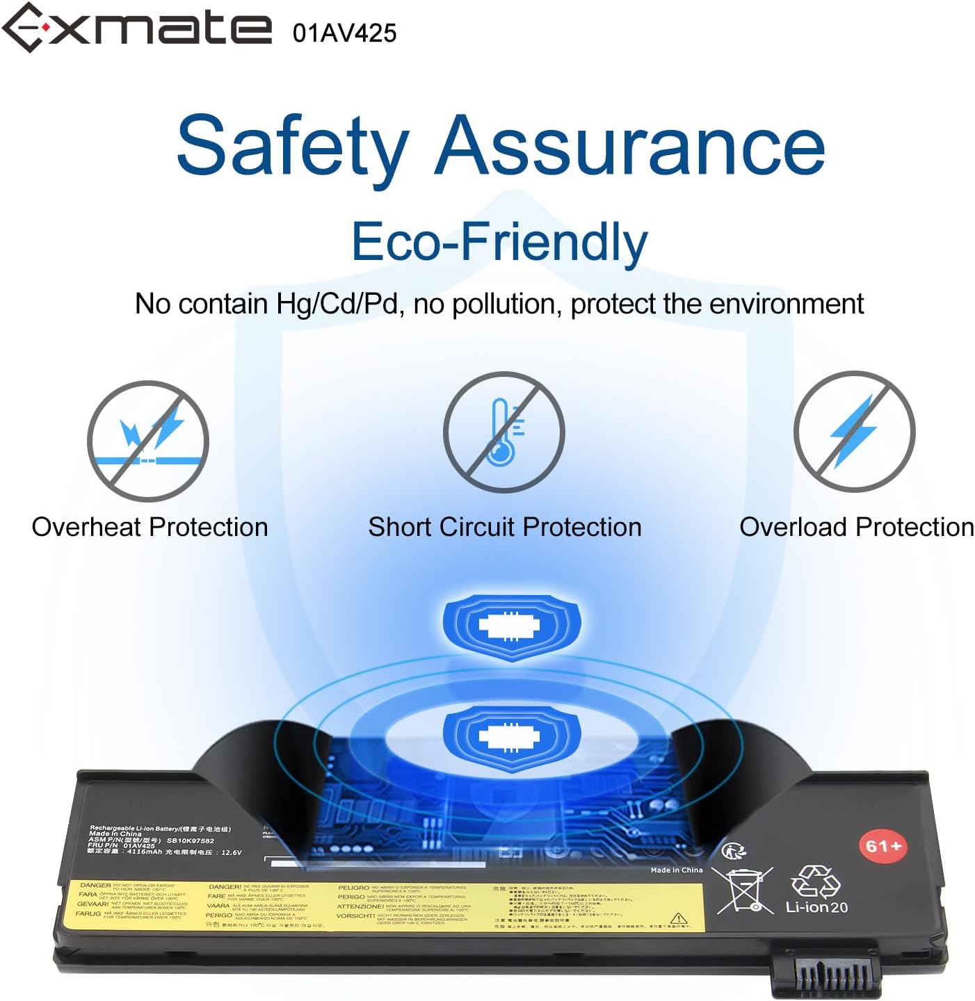 Exmate 01AV425 Batteria per Lenovo ThinkPad 10.8V 4400mah - immagine 6