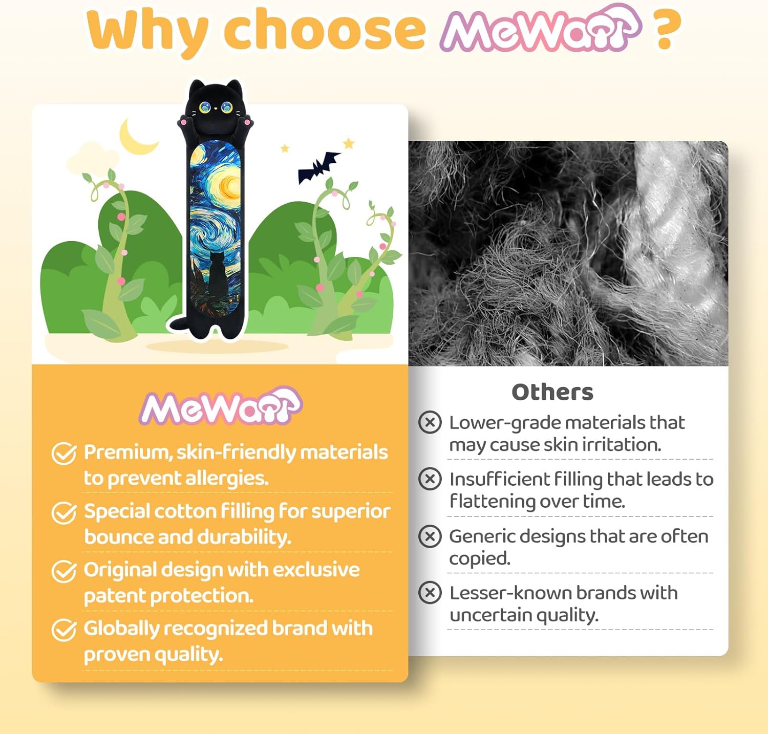 Mewaii Peluche Gatto Cuscino Lungo 110CM - immagine 6