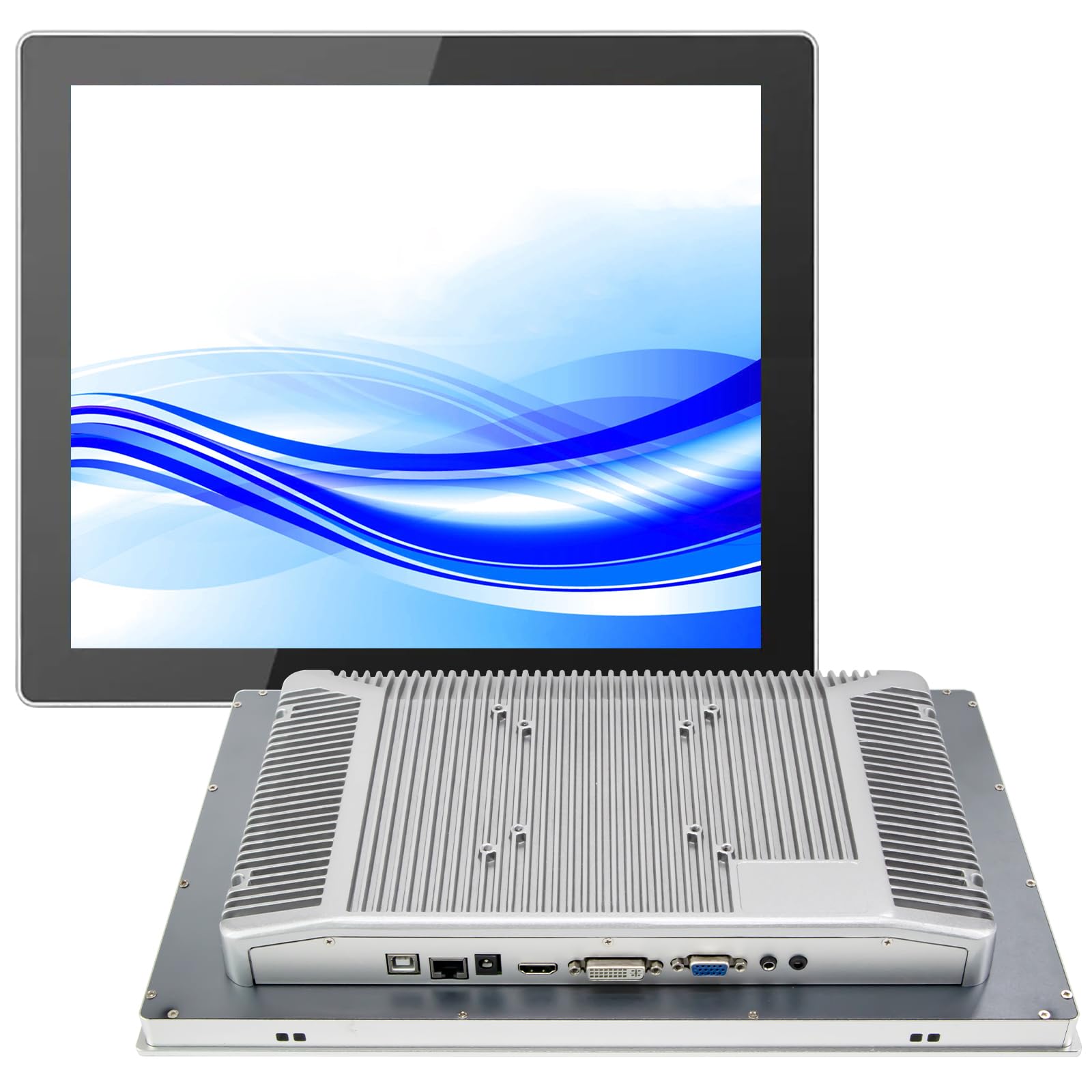 GreenTouch Monitor LCD a telaio aperto di qualità industriale 12,1 pollici con pannello frontale IP65, robusto telaio in metallo e touch screen - 1024 * 768 - Argento