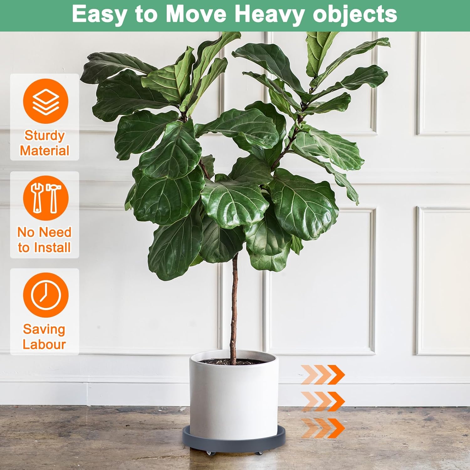 Supporto per Piante con Ruote 28cm (2 Pezzi), Grigio - immagine 5