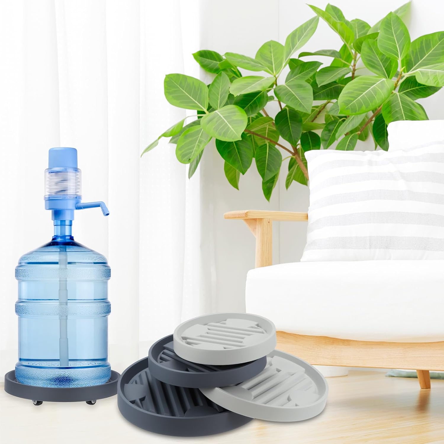 Supporto per Piante con Ruote 28cm (2 Pezzi), Grigio - immagine 6