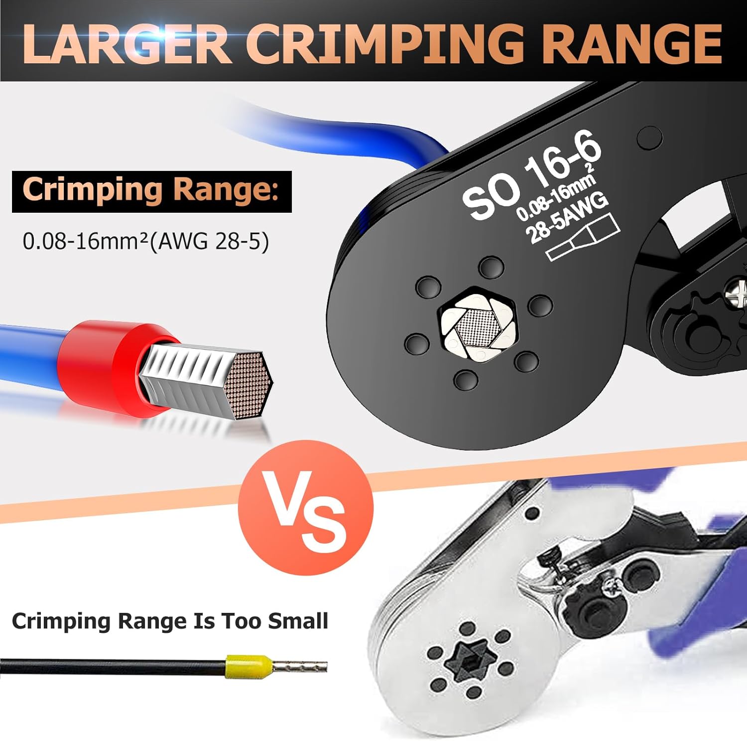 Pinza Crimpatrice Preciva per Terminali 0,08-16 mm² - immagine 3