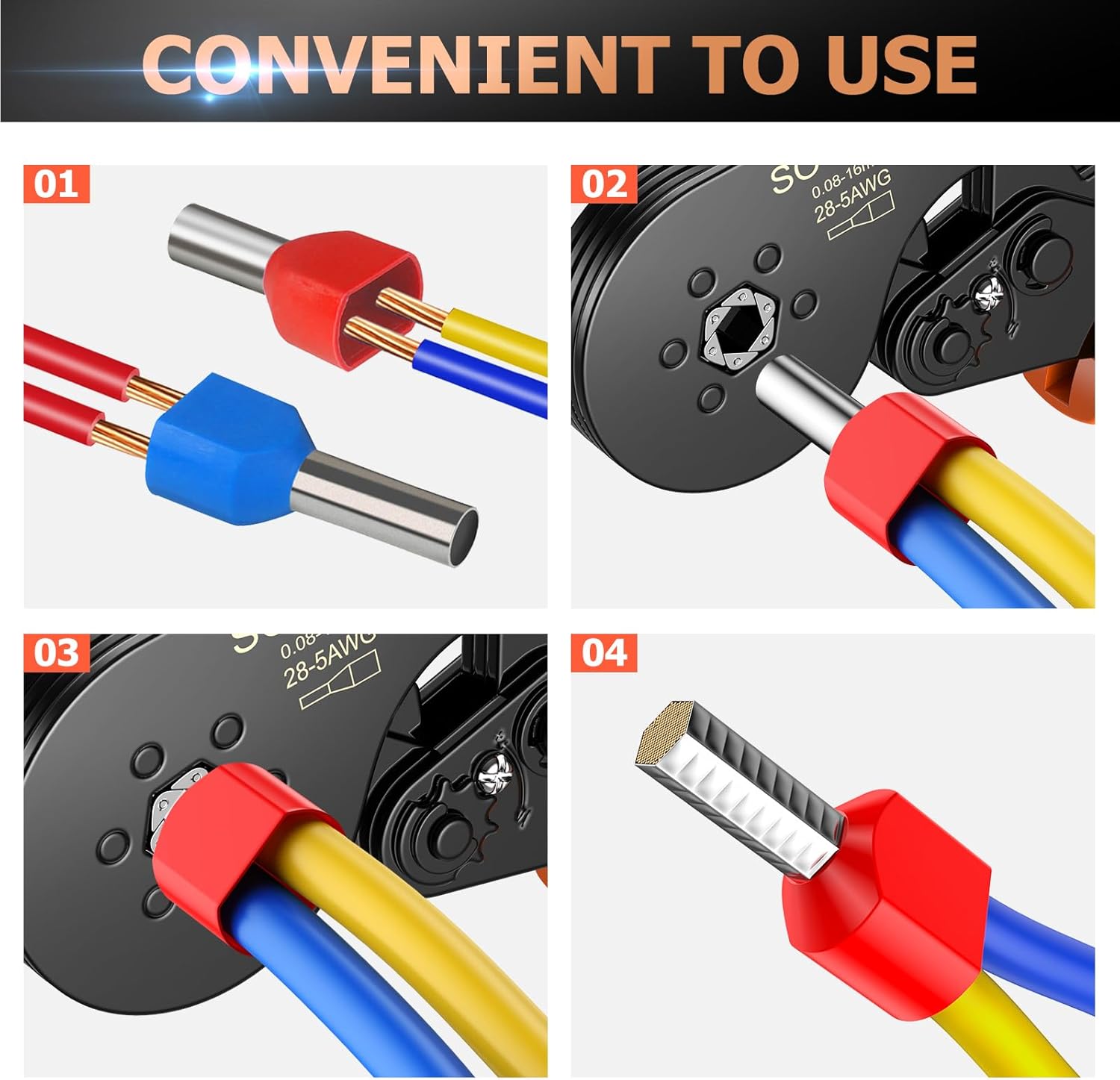 Pinza Crimpatrice Preciva per Terminali 0,08-16 mm² - immagine 5