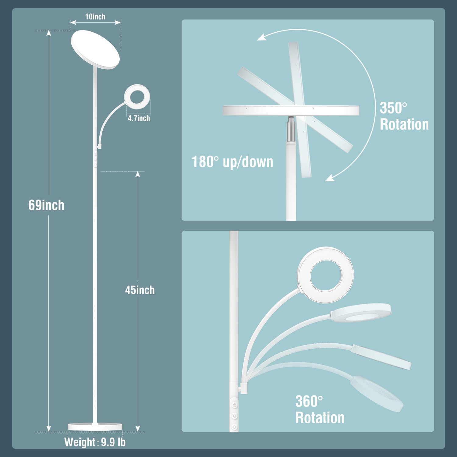 Yikuneng Lampada da Terra LED 42W 4500LM - immagine 3