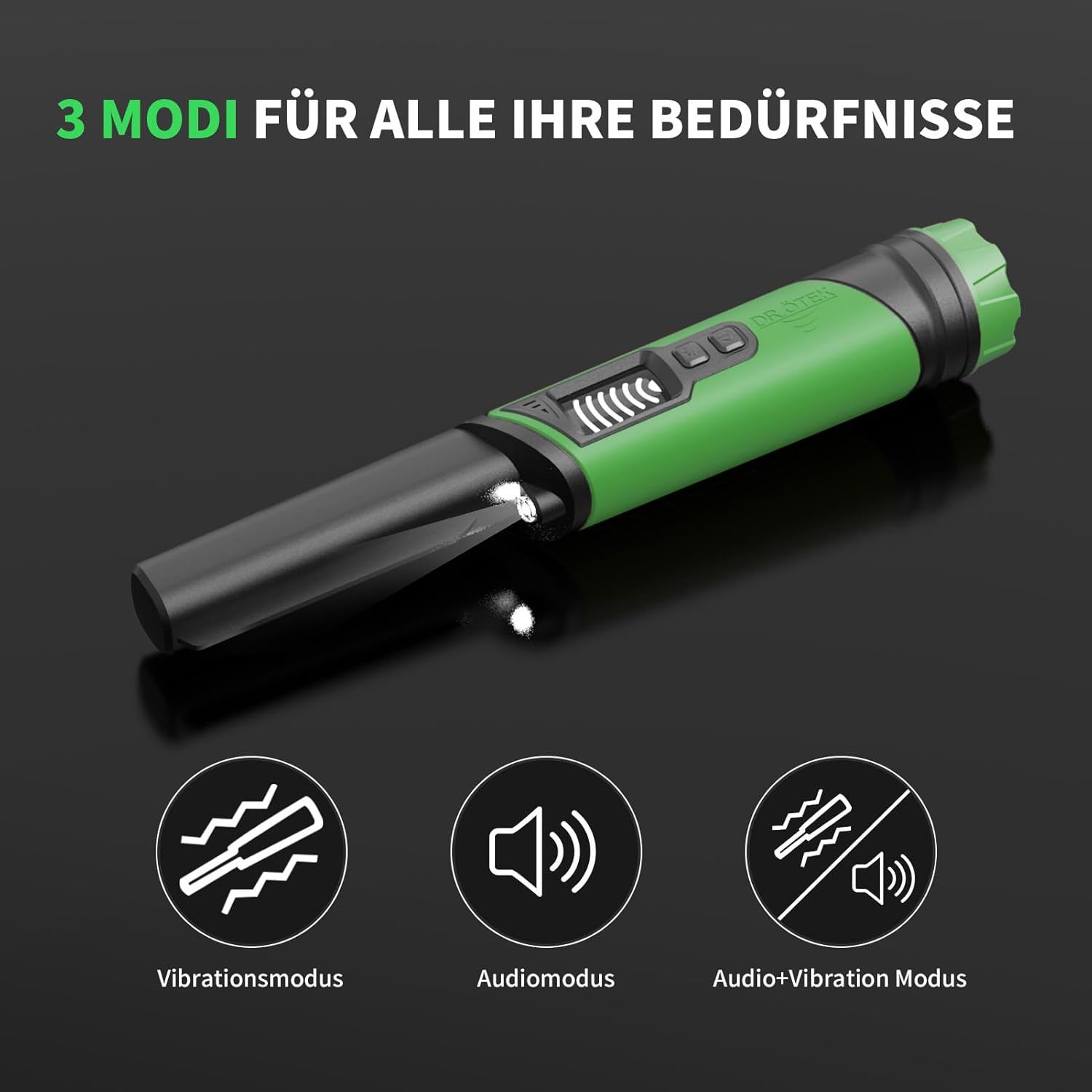 Dr.ötek Pinpointer Metal Detector Impermeabile IP68, Verde - immagine 3