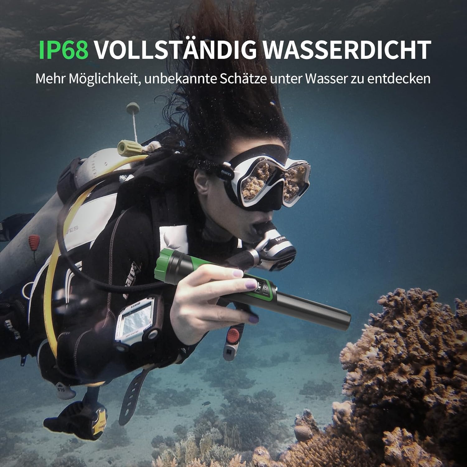 Dr.ötek Pinpointer Metal Detector Impermeabile IP68, Verde - immagine 5