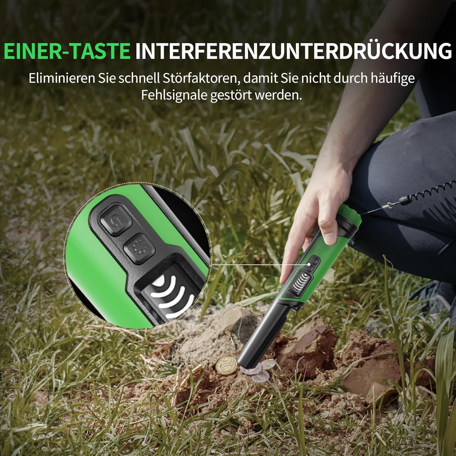Dr.ötek Pinpointer Metal Detector Impermeabile IP68, Verde - immagine 6