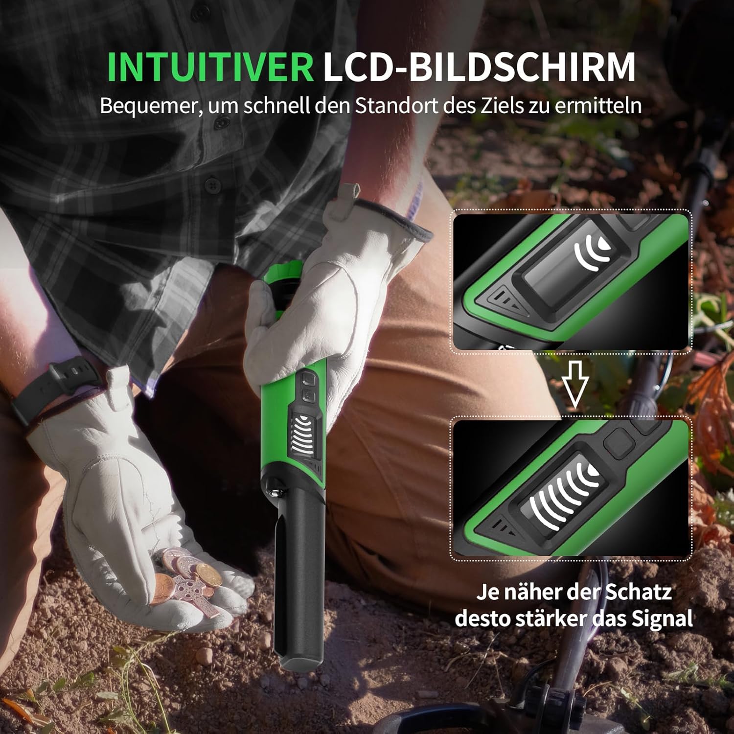 Dr.ötek Pinpointer Metal Detector Impermeabile IP68, Verde - immagine 7