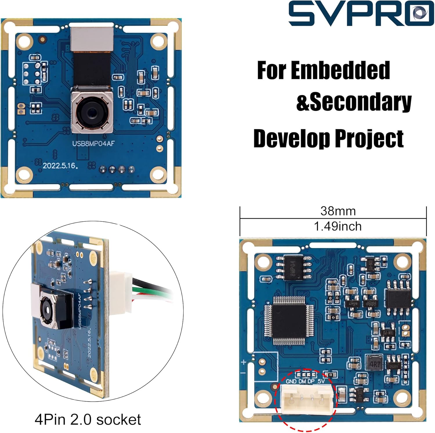 Svpro Modulo Fotocamera USB 8MP IMX179 UVC - immagine 5