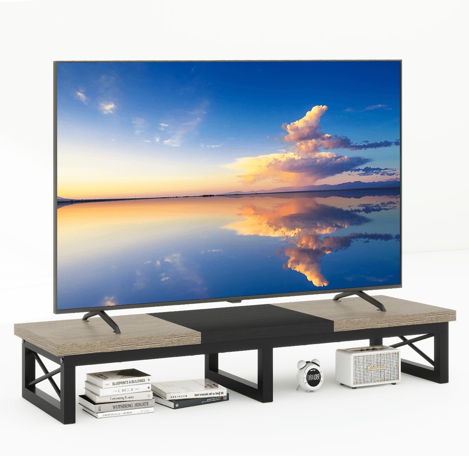 Ibuyke Mobile TV 32-60 inch a 2 Ripiani, Nero Greige