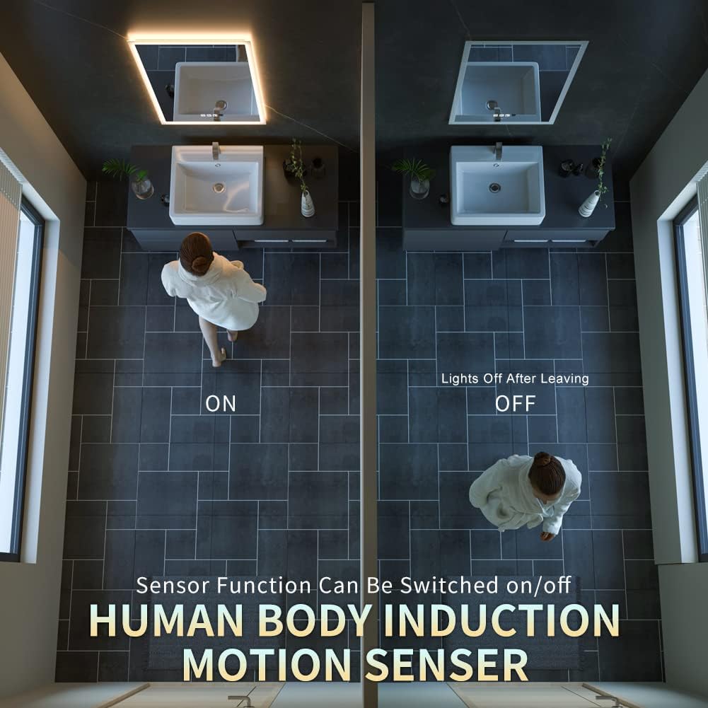 Ganpe Specchio da Bagno a LED con Sensore e Bluetooth - immagine 3