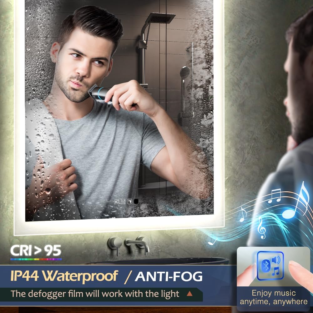 Ganpe Specchio da Bagno a LED con Sensore e Bluetooth - immagine 6