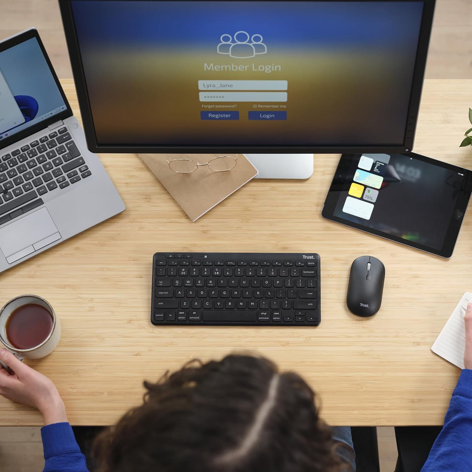 Trust Lyra Pack Tastiera e Mouse Wireless Bluetooth, Black - immagine 8