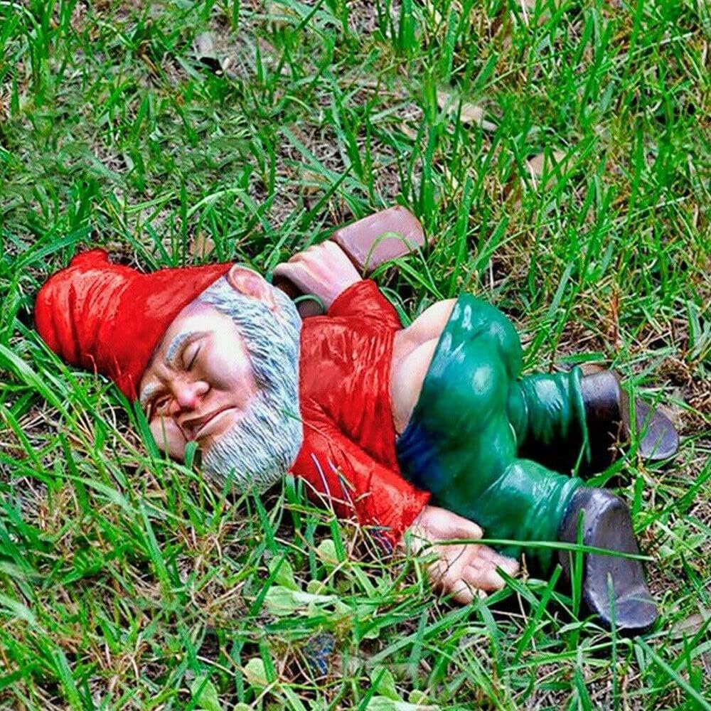 SXFENG Statua Gnomo da Giardino Esterno in Poliresina, Rosso - immagine 2