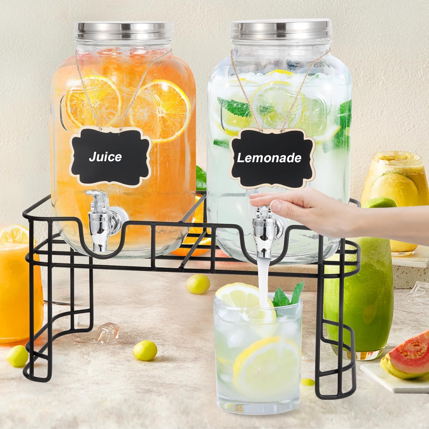Set 2 Dispenser Bevande in Vetro 1 Gallone con Infusore - immagine 8